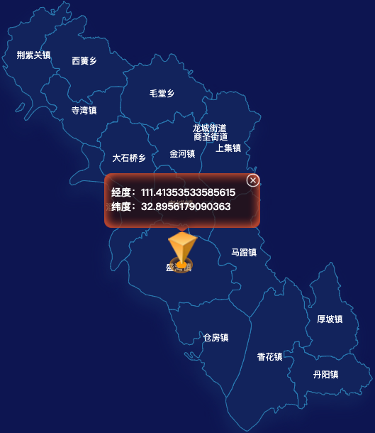 echarts南阳市淅川县geoJson地图根据经纬度显示自定义html弹窗