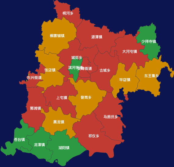 echarts南阳市唐河县geoJson地图定义颜色