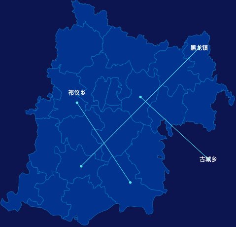 echarts南阳市唐河县geoJson地图自定义引导线