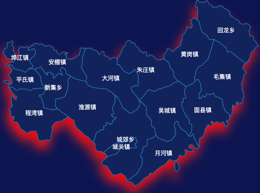 echarts南阳市桐柏县geoJson地图阴影