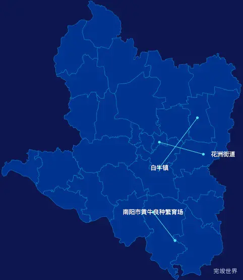 echarts南阳市邓州市geoJson地图自定义引导线