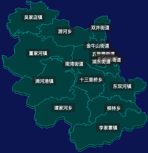threejs信阳市浉河区geoJson地图3d地图css2d标签