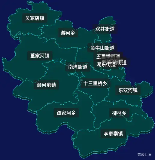 threejs信阳市浉河区geoJson地图3d地图css2d标签