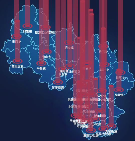 echarts信阳市平桥区geoJson地图添加柱状图
