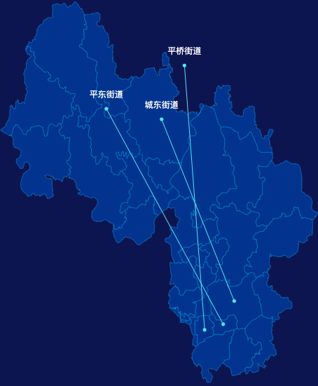 echarts信阳市平桥区geoJson地图自定义引导线
