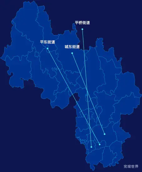 echarts信阳市平桥区geoJson地图自定义引导线