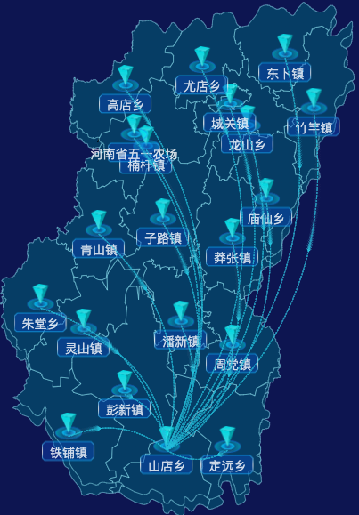 echarts信阳市罗山县geoJson地图label样式自定义