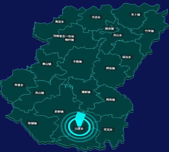 threejs信阳市罗山县geoJson地图3d地图添加旋转棱锥