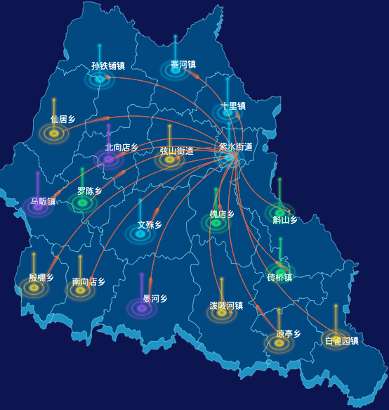 echarts信阳市光山县geoJson地图飞线图