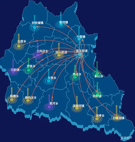 echarts信阳市光山县geoJson地图飞线图