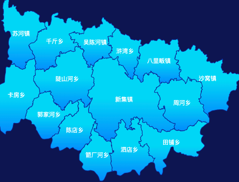 echarts信阳市新县geoJson地图局部颜色渐变