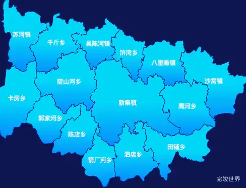 echarts信阳市新县geoJson地图局部颜色渐变