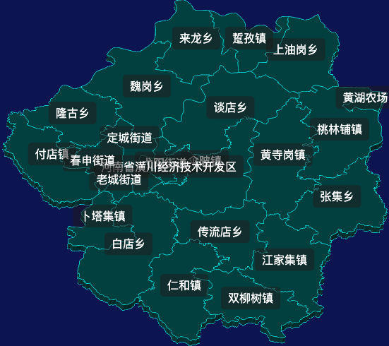 threejs信阳市潢川县geoJson地图3d地图css2d标签