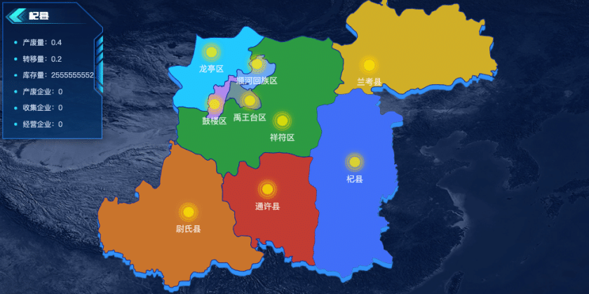 开封市数据大屏地图效果
