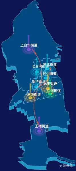 echarts焦作市解放区geoJson地图飞线图