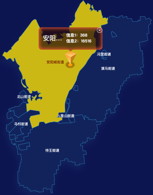 echarts焦作市马村区geoJson地图点击弹出自定义弹窗