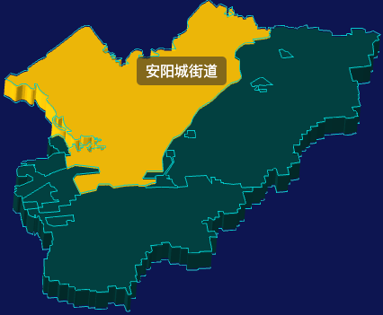 threejs焦作市马村区geoJson地图3d地图鼠标移入显示标签并高亮