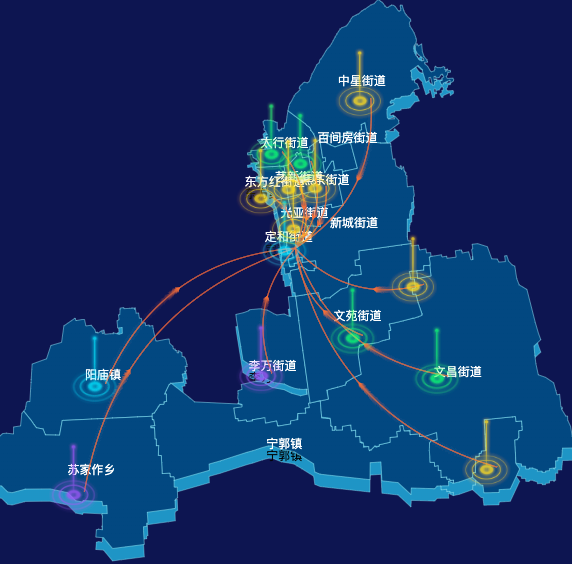 echarts焦作市山阳区geoJson地图飞线图
