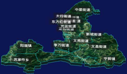 threejs焦作市山阳区geoJson地图3d地图CSS3D标签