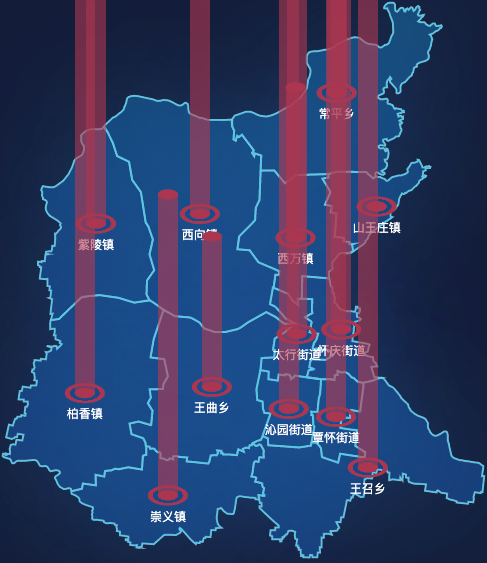 echarts焦作市沁阳市geoJson地图添加柱状图
