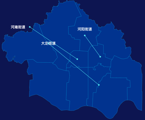 echarts焦作市孟州市geoJson地图自定义引导线