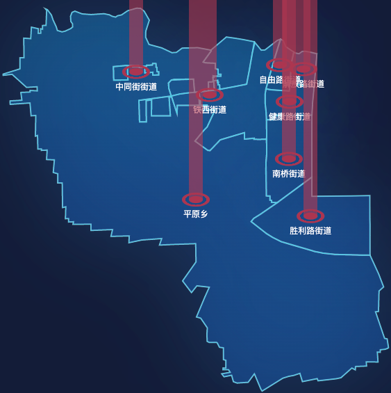 echarts新乡市卫滨区geoJson地图添加柱状图