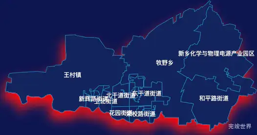 echarts新乡市牧野区geoJson地图阴影