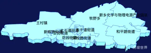 echarts新乡市牧野区geoJson地图3d地图