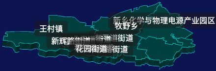 threejs新乡市牧野区geoJson地图3d地图css2d标签