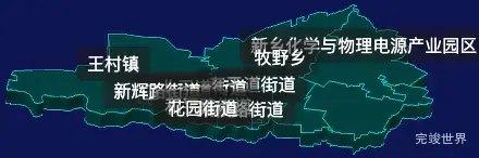 threejs新乡市牧野区geoJson地图3d地图css2d标签