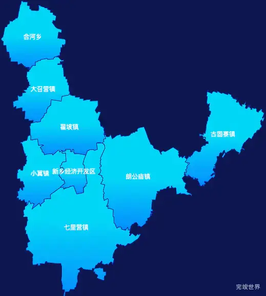 echarts新乡市新乡县geoJson地图局部颜色渐变