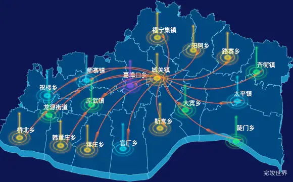 echarts新乡市原阳县geoJson地图飞线图