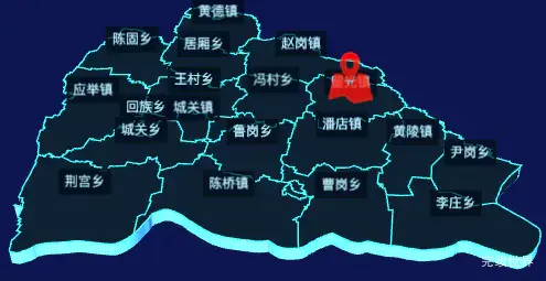 echarts新乡市封丘县geoJson地图3d地图自定义图标