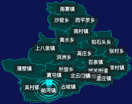 threejs新乡市辉县市geoJson地图3d地图CSS2D外加旋转棱锥