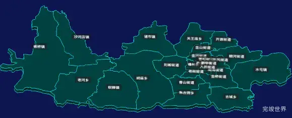 threejs驻马店市驿城区geoJson地图3d地图CSS3D标签