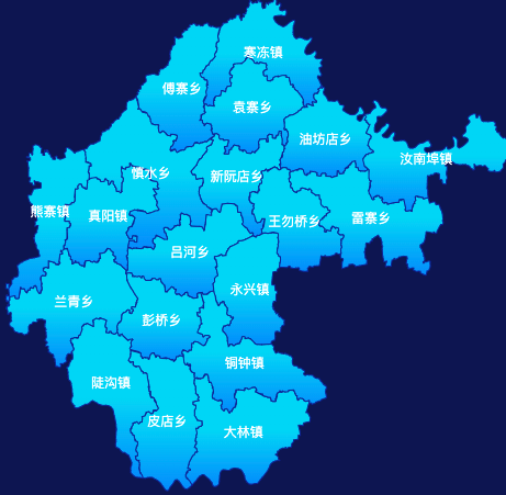 echarts驻马店市正阳县geoJson地图局部颜色渐变