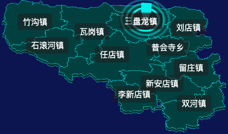 threejs驻马店市确山县geoJson地图3d地图CSS2D外加旋转棱锥