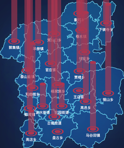 echarts驻马店市泌阳县geoJson地图添加柱状图