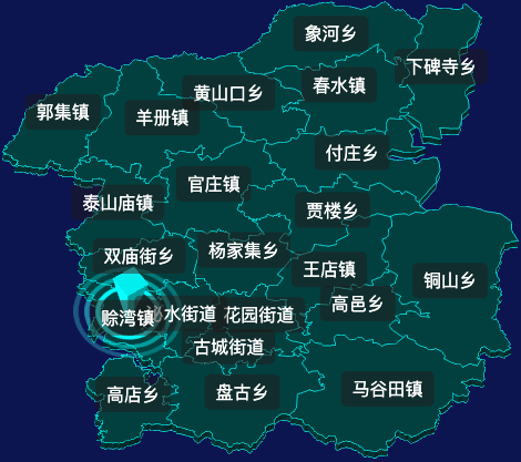 threejs驻马店市泌阳县geoJson地图3d地图CSS2D外加旋转棱锥