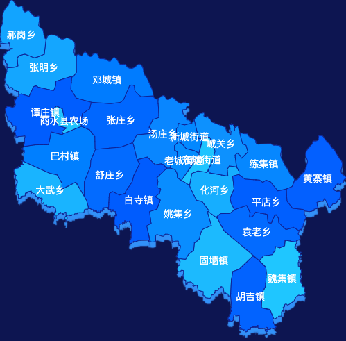 echarts周口市商水县geoJson地图 visualMap控制地图颜色