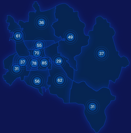 echarts周口市川汇区geoJson地图圆形波纹状气泡图
