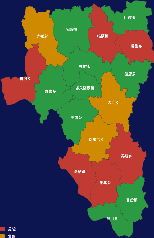 echarts周口市淮阳区geoJson地图定义颜色