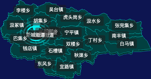 threejs周口市郸城县geoJson地图3d地图CSS2D外加旋转棱锥
