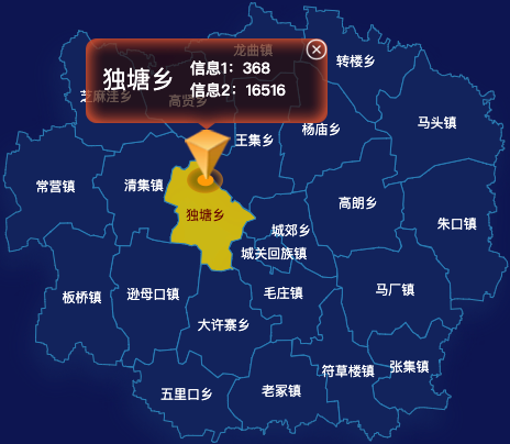 echarts周口市太康县geoJson地图点击弹出自定义弹窗