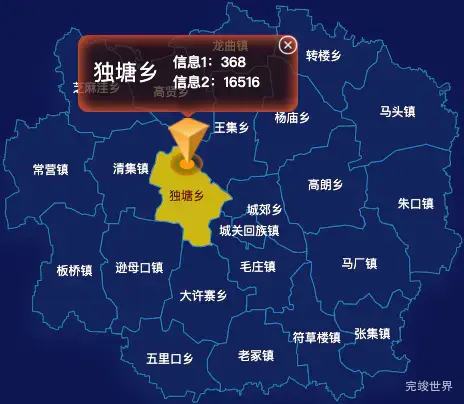 echarts周口市太康县geoJson地图点击弹出自定义弹窗