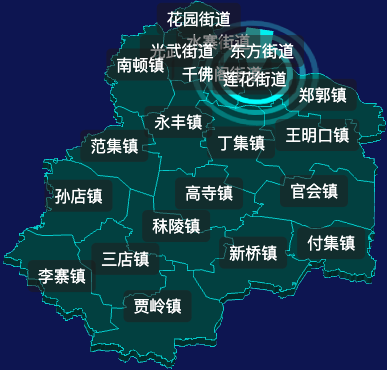 threejs周口市项城市geoJson地图3d地图CSS2D外加旋转棱锥