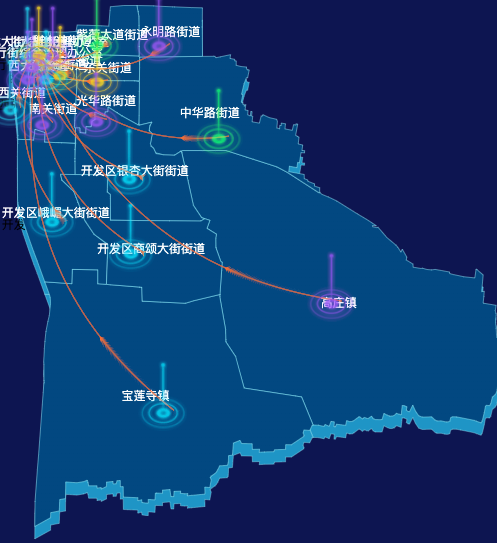 echarts安阳市文峰区geoJson地图迁徙图