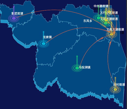 echarts安阳市龙安区geoJson地图飞线图