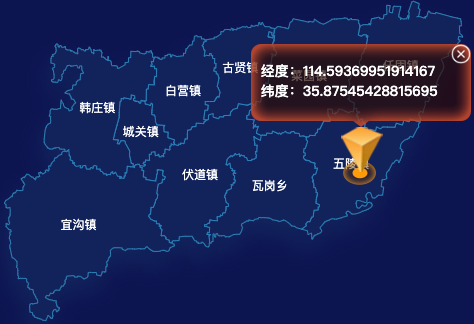 echarts安阳市汤阴县geoJson地图根据经纬度显示自定义html弹窗