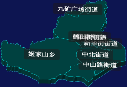 threejs鹤壁市鹤山区geoJson地图3d地图CSS3D标签
